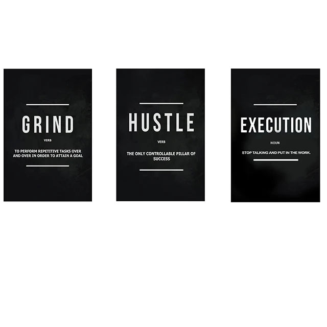 "Grind Hustle Execution" Motivational Quotes Wall Posters