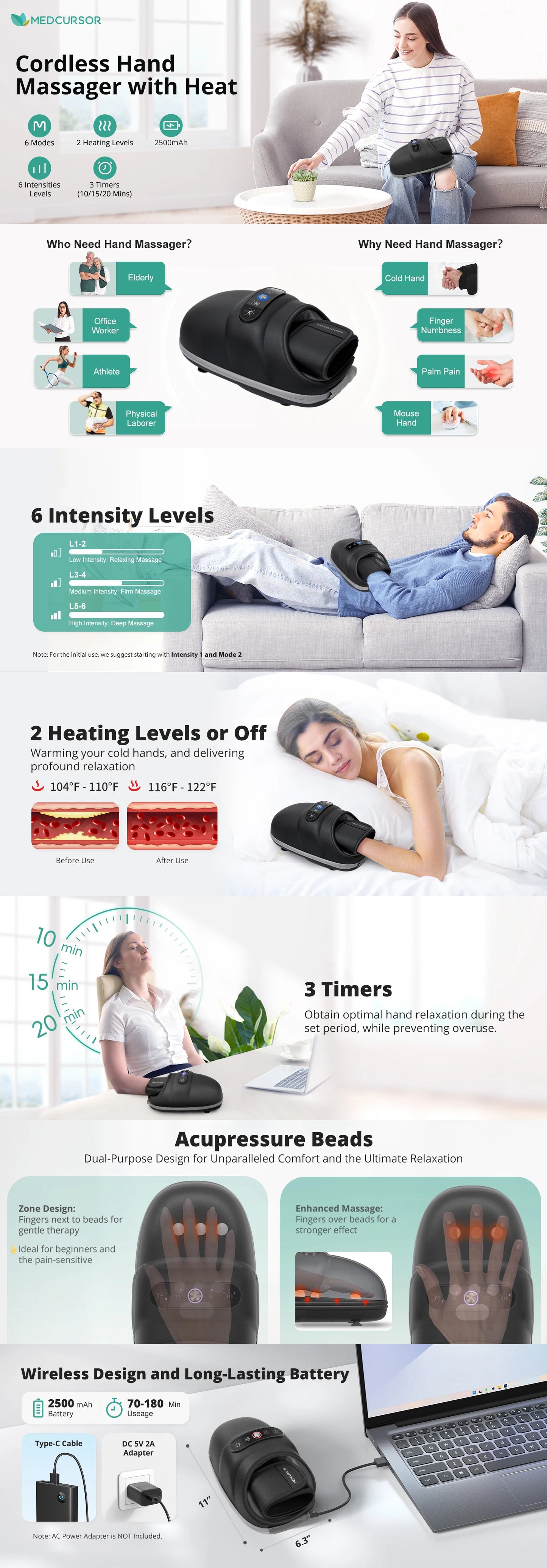 Wireless Electric Hand Massager