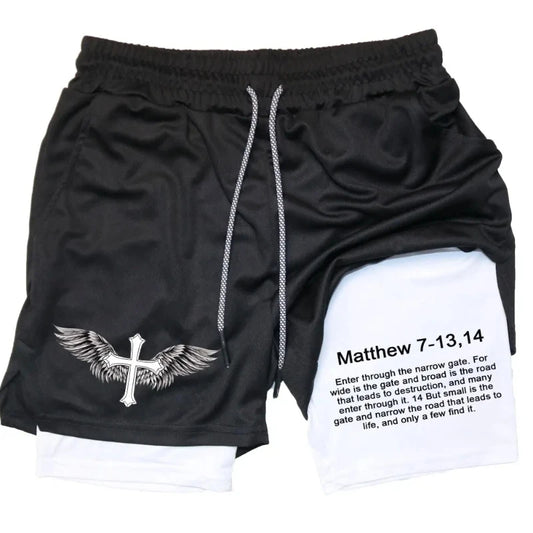 2-in-1 Men's Performance Shorts (Bible Printed)