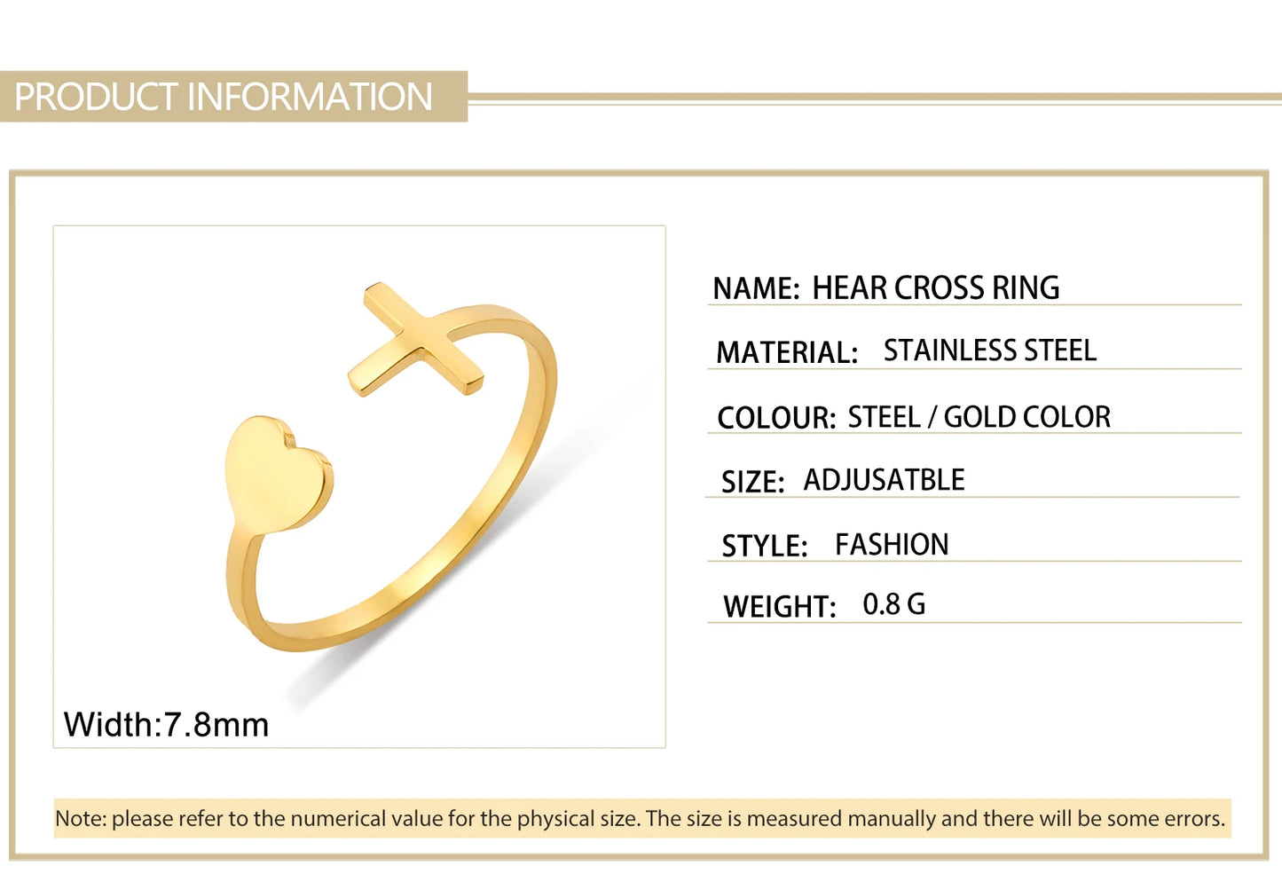 Open Heart-Cross Ring