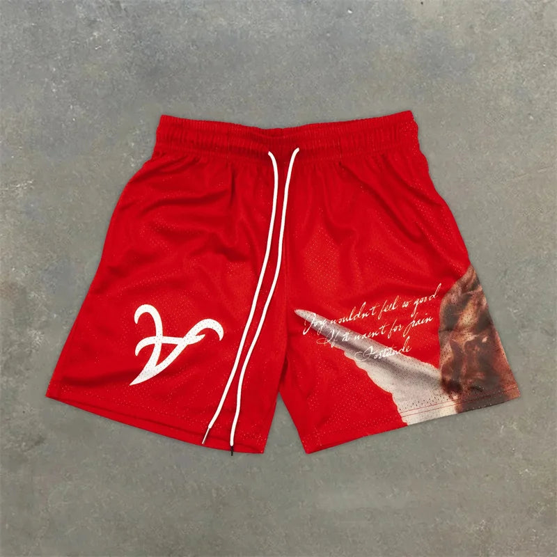 Assorted Graphic Angel & Crosses Workout Shorts