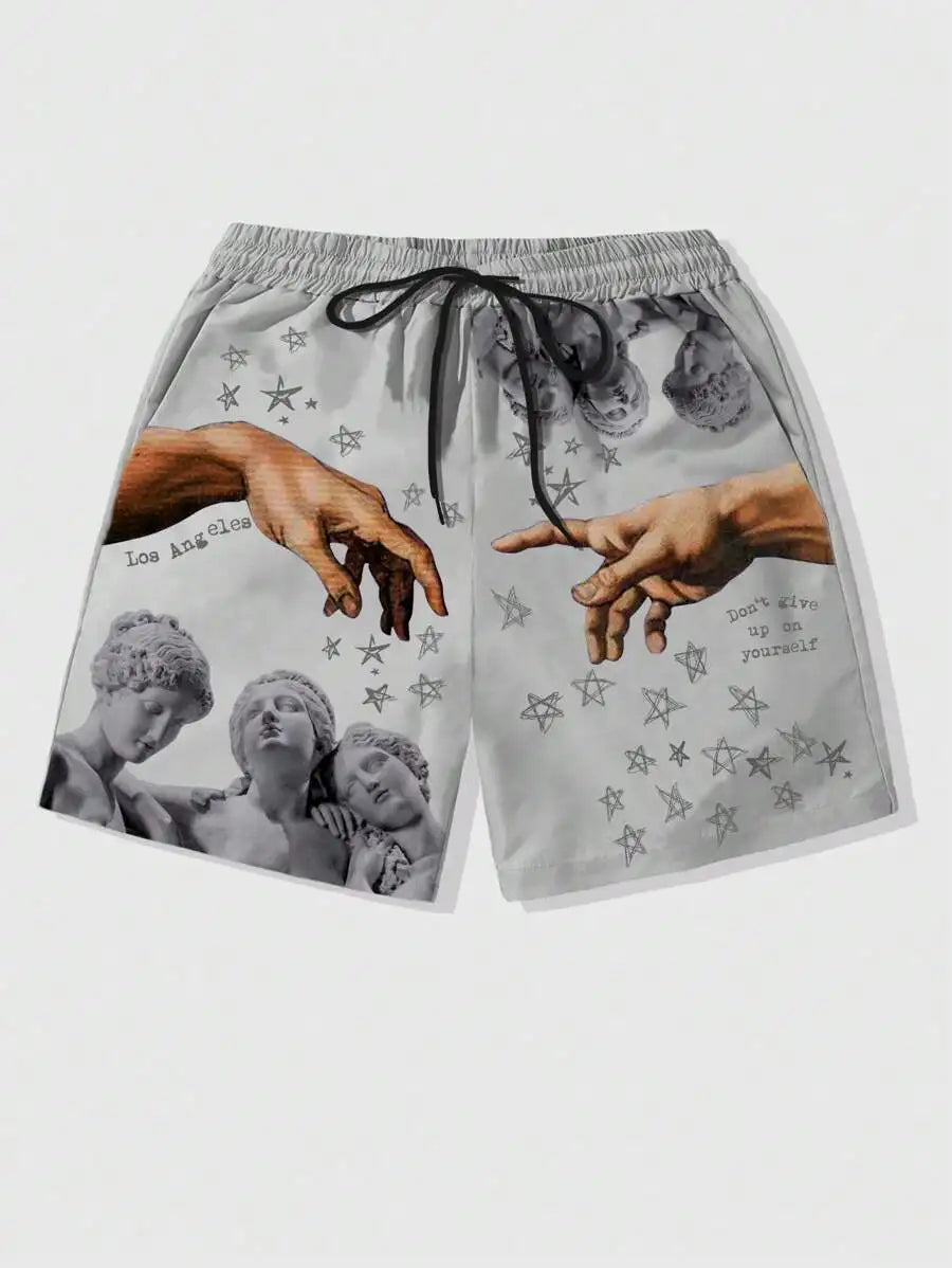 Sports Casual Sculpture Print Shorts