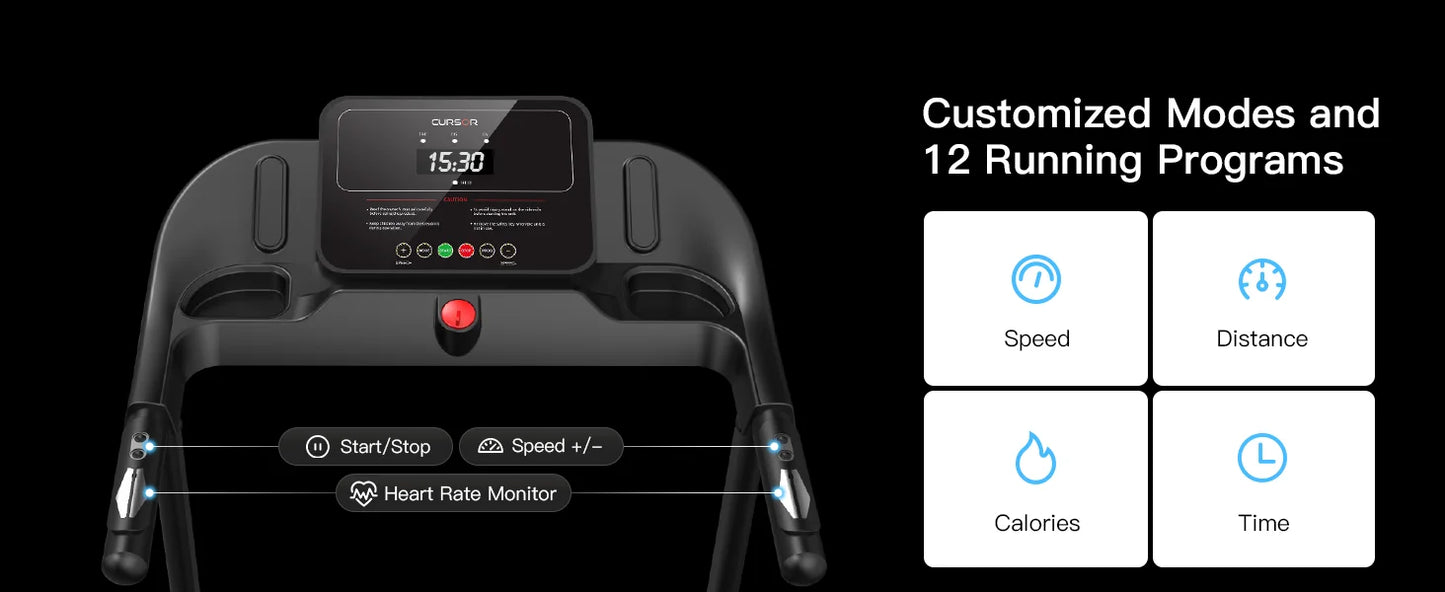 Foldable Home Treadmill with Pulse Sensors