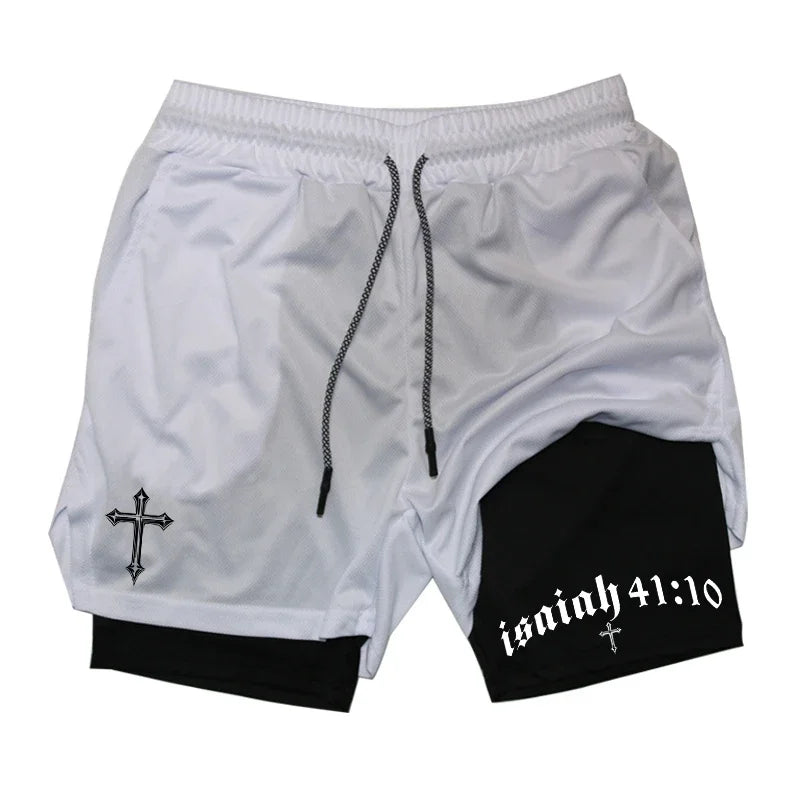 2-in-1 Men's Performance Shorts (Bible Printed - 'Philippians 4:13')