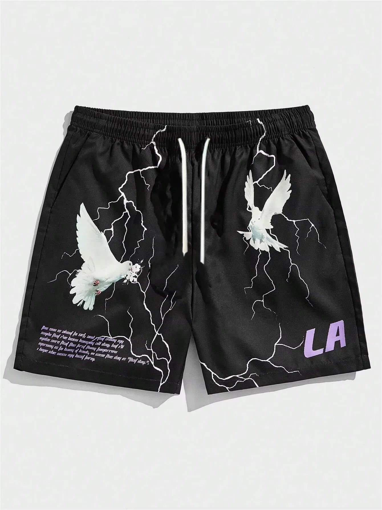 Pigeon & Slogan Graphic Fitness Shorts