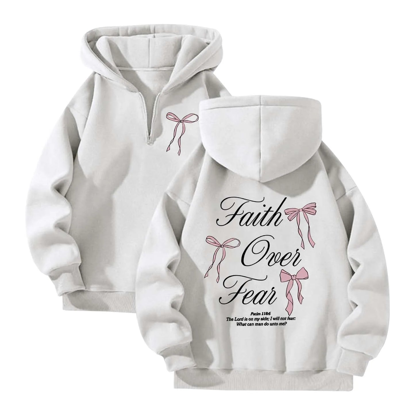 'Faith Over Fear' Pullover Hoodie w/Ribbon Print (Christian Apparel)