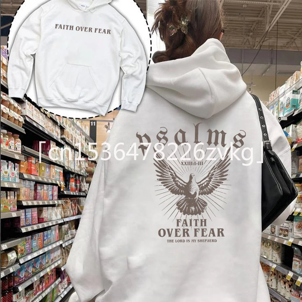 'Faith Over Fear' Pullover Hoodie w/Dove Print