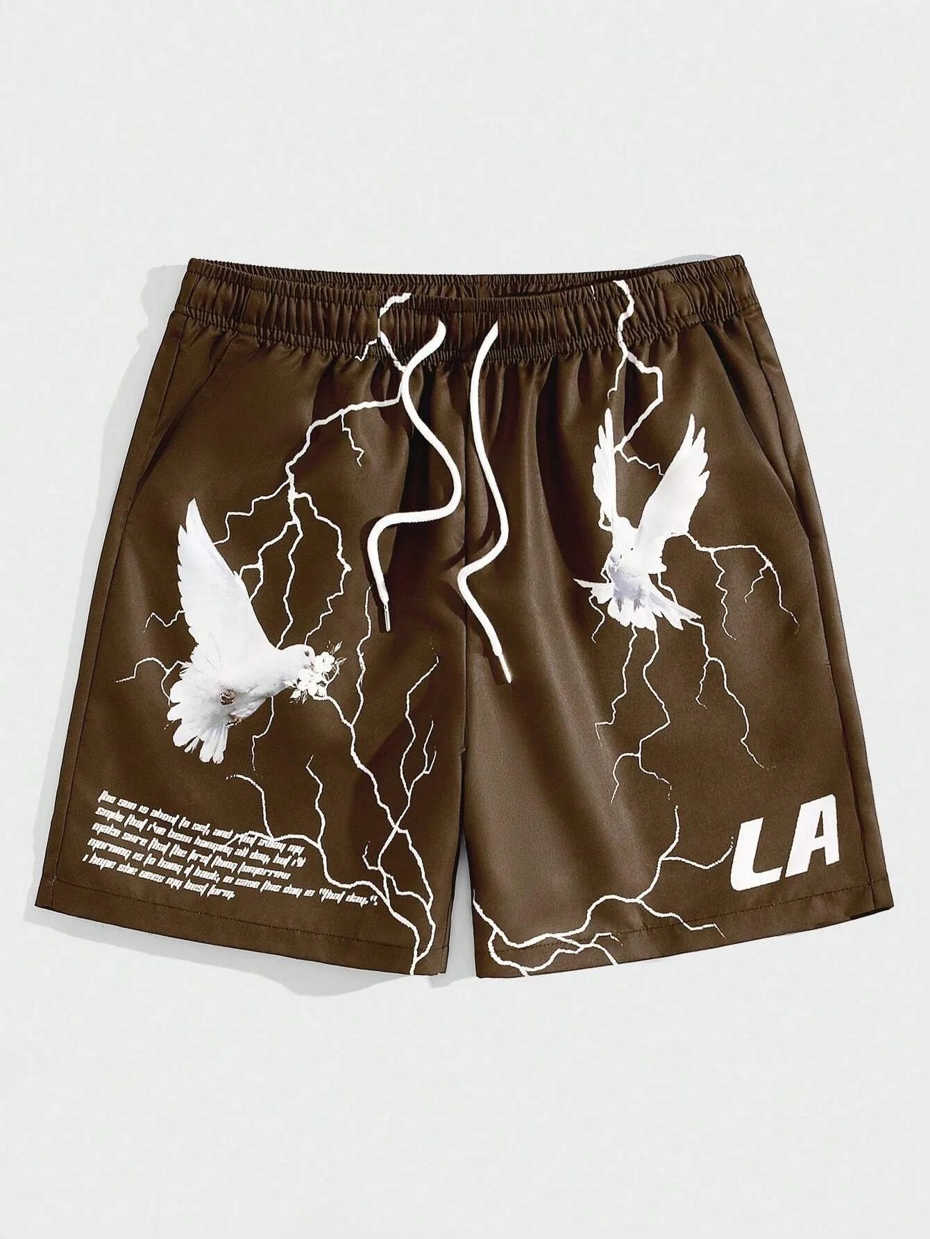 Pigeon & Slogan Graphic Fitness Shorts