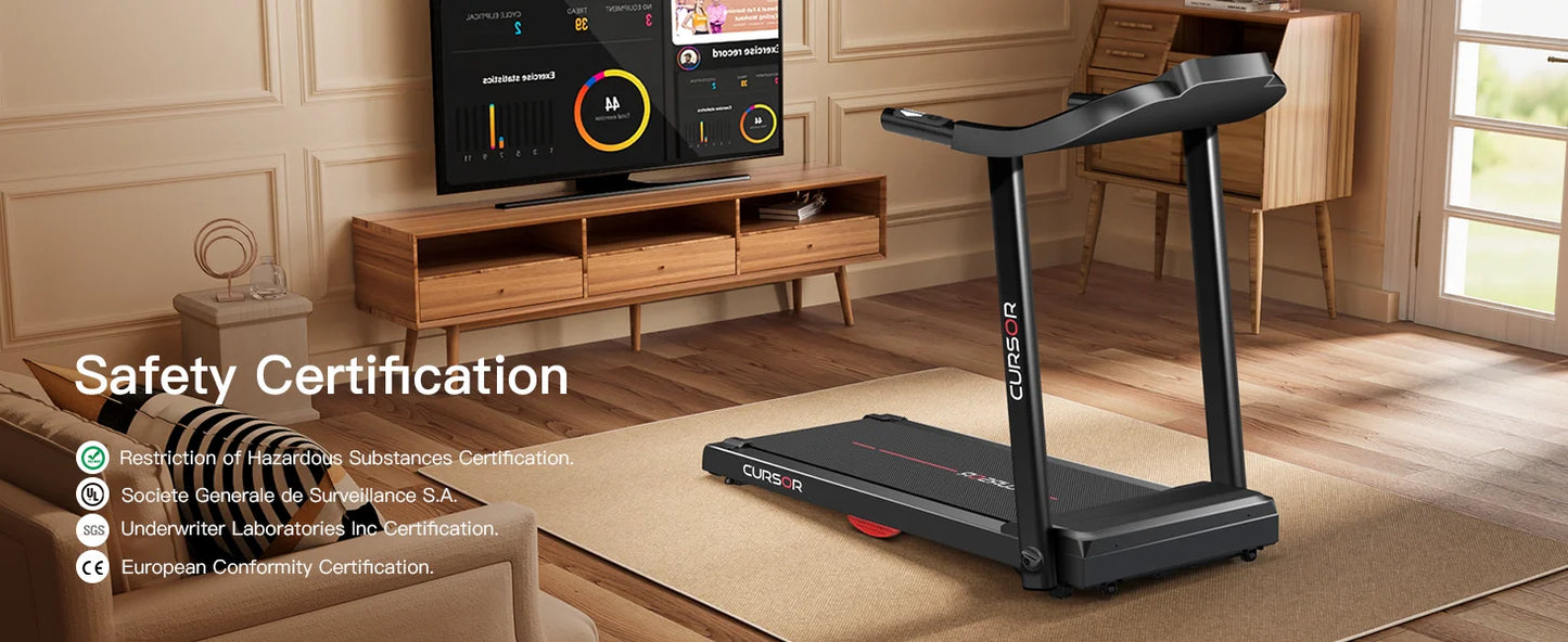 Foldable Home Treadmill with Pulse Sensors