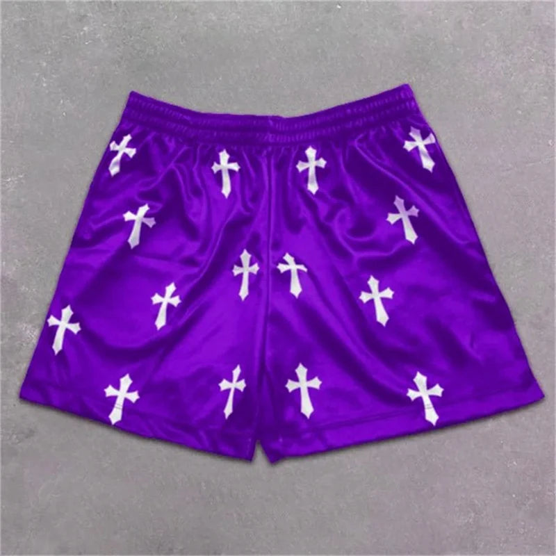 Assorted Graphic Angel & Crosses Workout Shorts