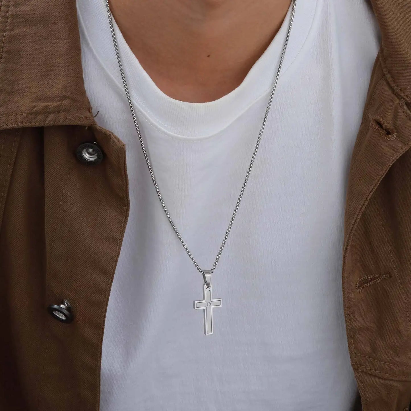 Unisex Stainless Steel Cross Necklaces