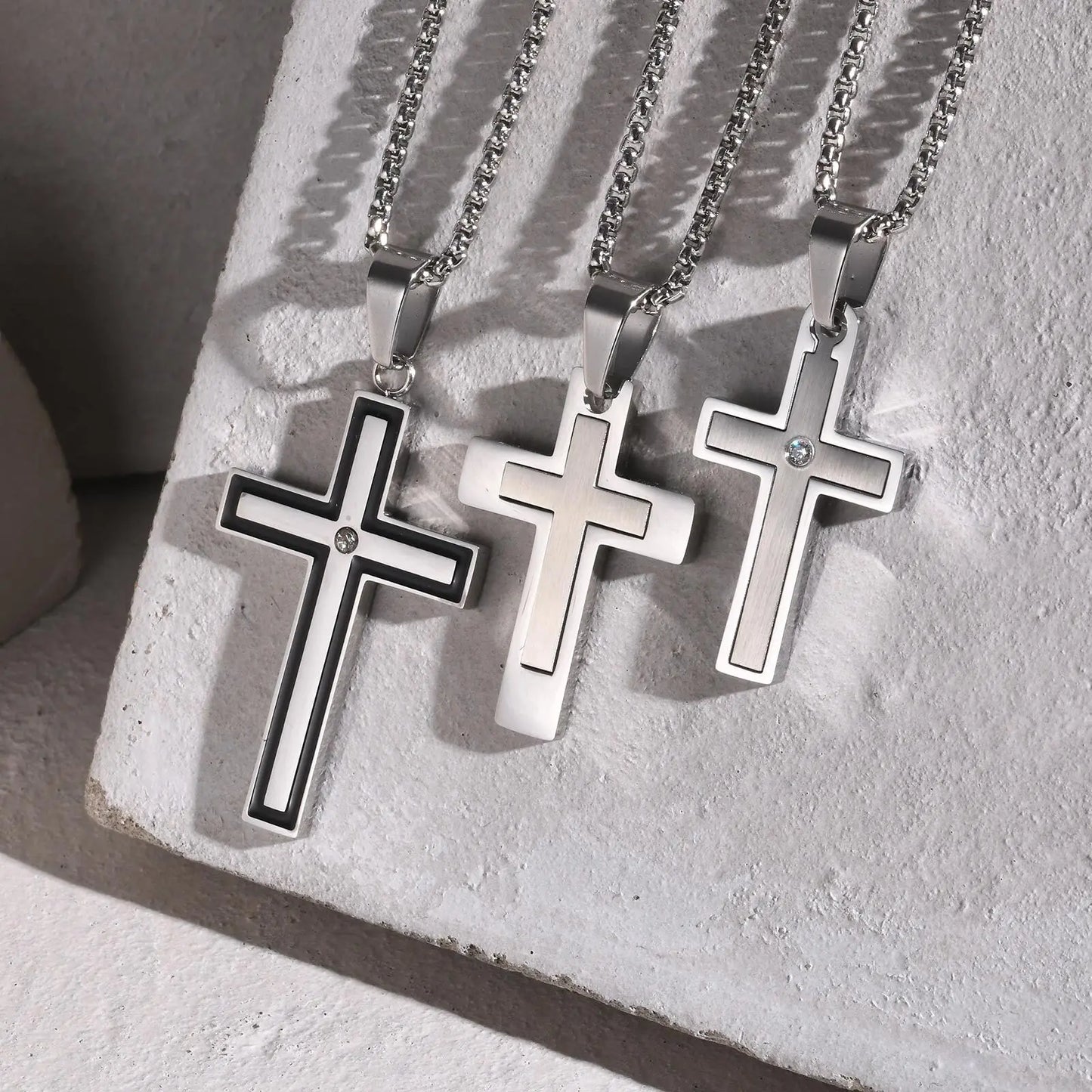 Unisex Stainless Steel Cross Necklaces