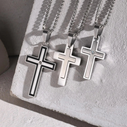 Unisex Stainless Steel Cross Necklaces