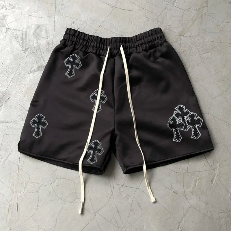 Assorted Graphic Angel & Crosses Workout Shorts