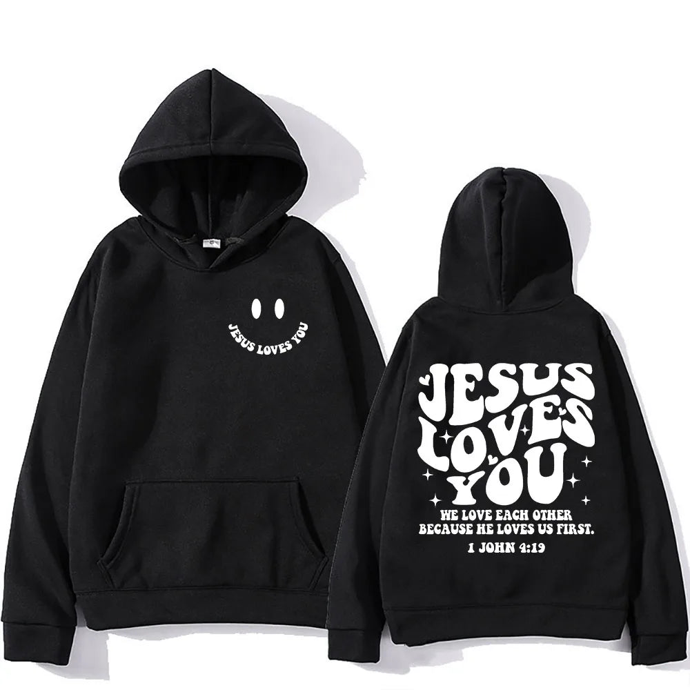 'Jesus Loves You' Print Pullover Hoodie #2 (Christian Apparel)