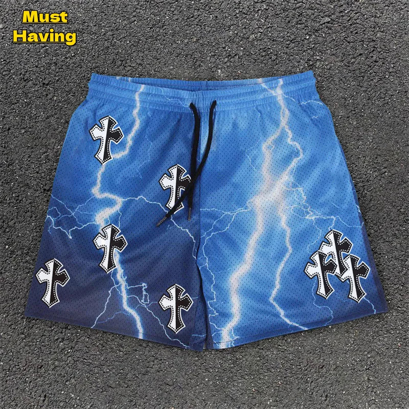 Assorted Graphic Angel & Crosses Workout Shorts