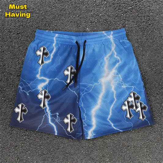 Assorted Graphic Angel & Crosses Workout Shorts