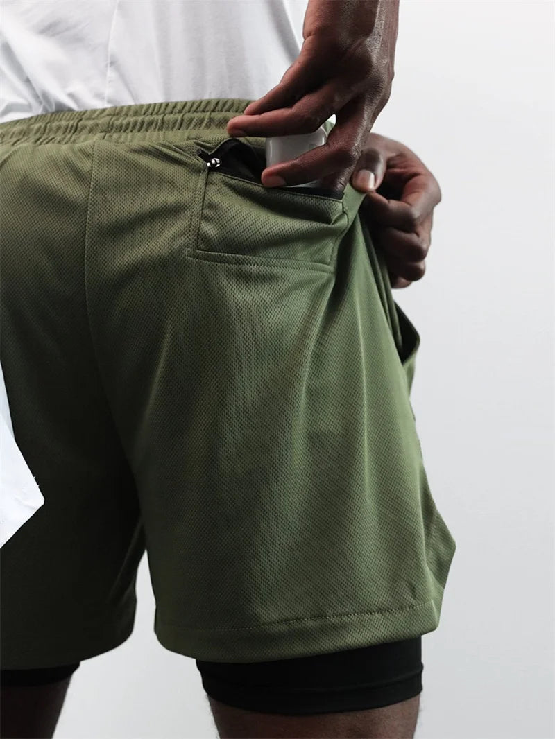 2-in-1 Men's Performance Angel Cross Shorts (Bible Printed)