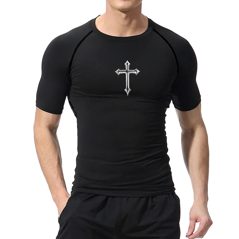 Cross-Print Compression Tee