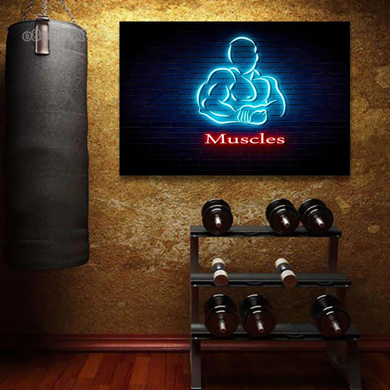 Neon Fitness Wall Posters