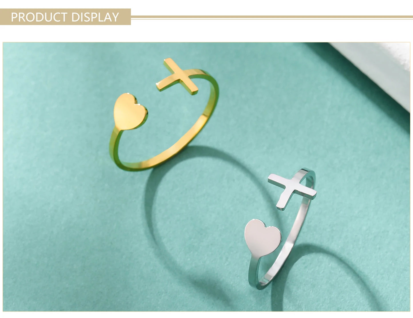 Open Heart-Cross Ring