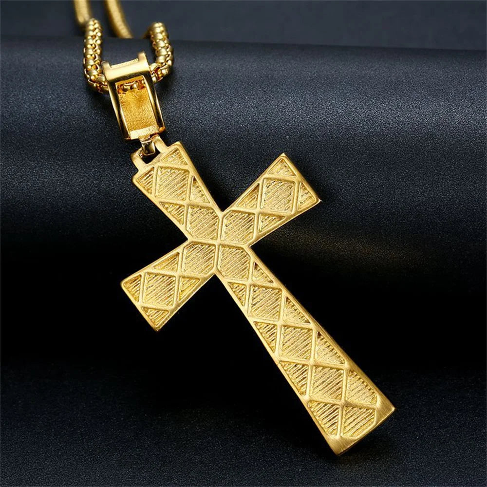 Hip-Hop Iced Out Cross Pendant Necklace