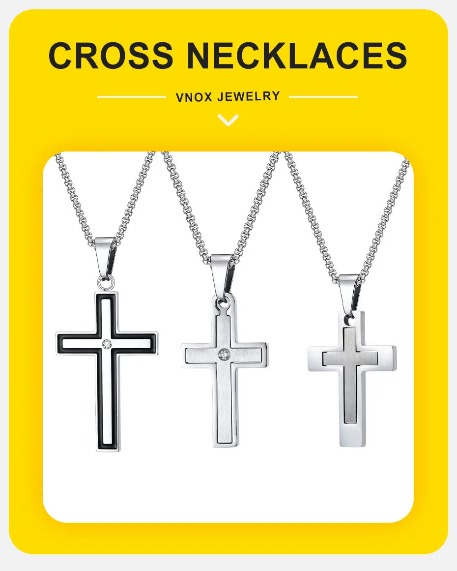 Unisex Stainless Steel Cross Necklaces