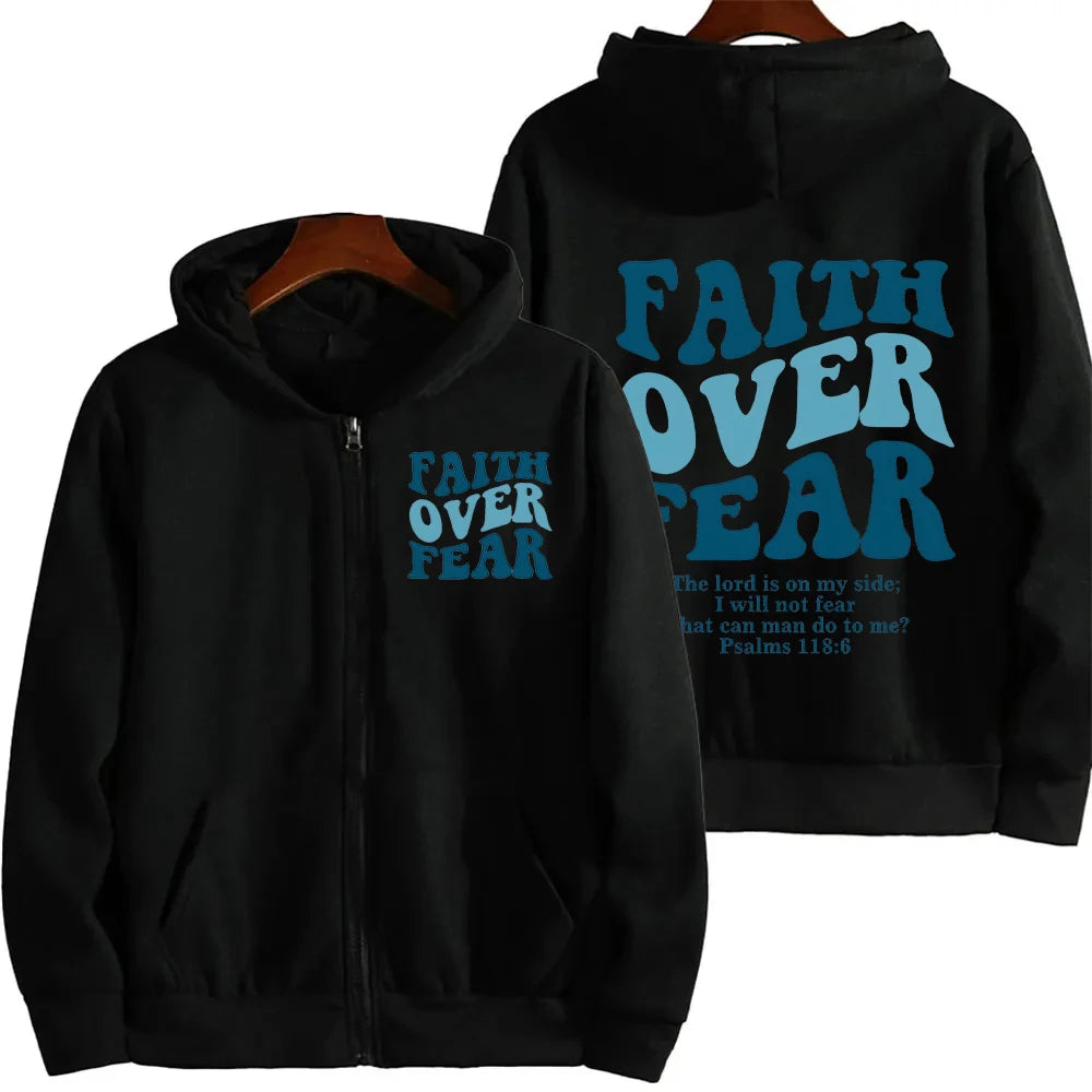 'Faith Over Fear' Zip-Up Hoodie (Christian Apparel)