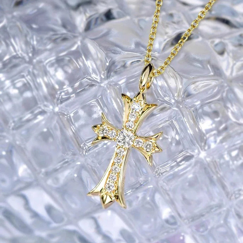 Sparking Zirconia Cross Pendant Necklace