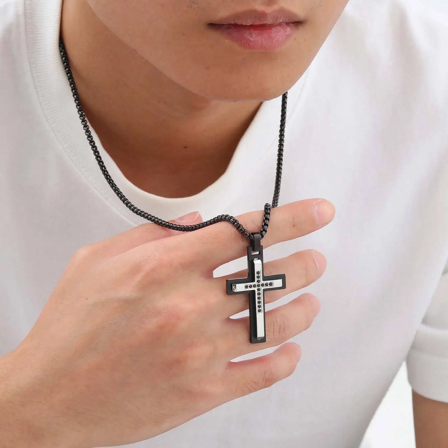 Double Layered Stainless Steel Pendant Necklace