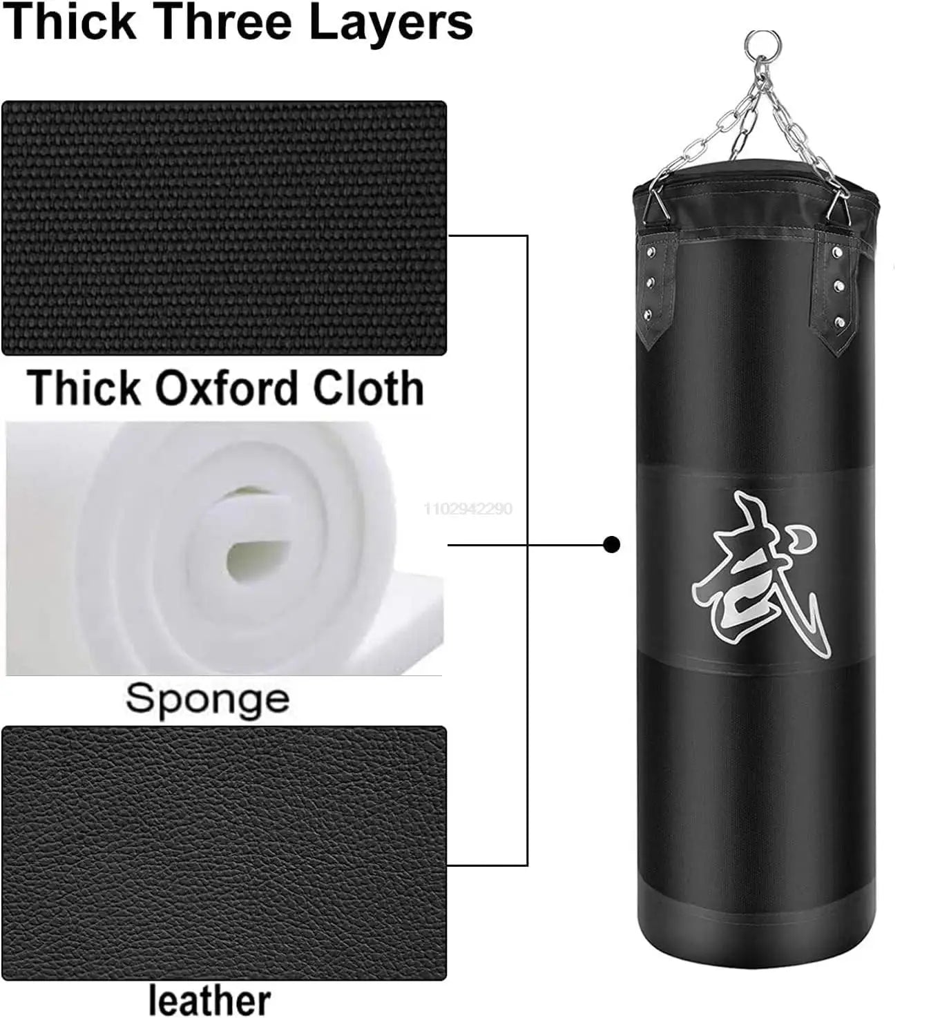 Heavy Boxing Bag w/Metal Chain Hook Carabiner (Unfilled)