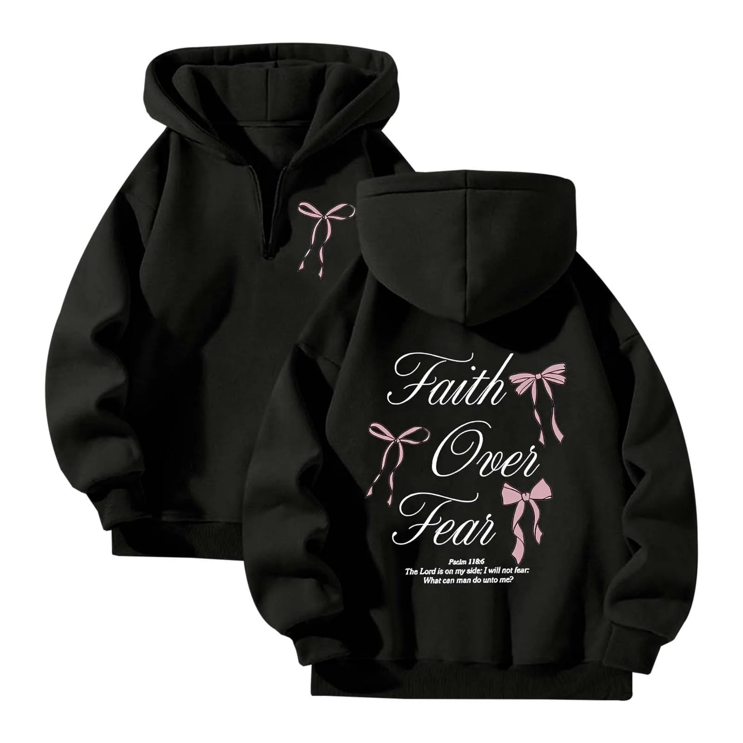'Faith Over Fear' Pullover Hoodie w/Ribbon Print (Christian Apparel)