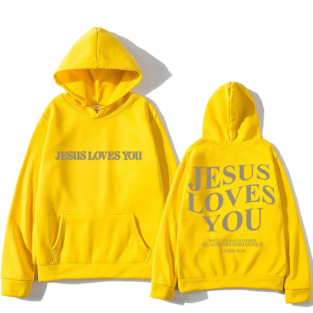 'Jesus Loves You' Print Pullover Hoodie (Christian Apparel)