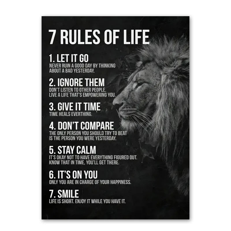 7 Rules of Life Quotes Wall Poster