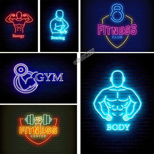 Neon Fitness Wall Posters