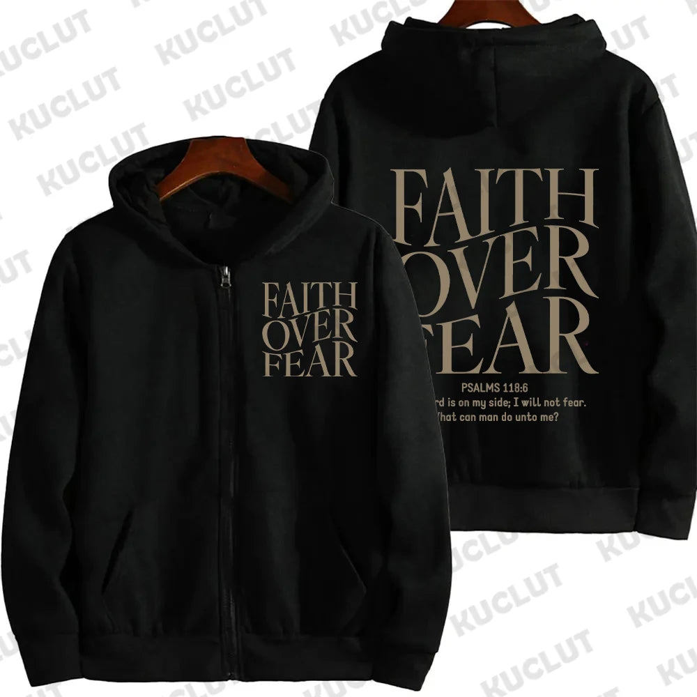 'Faith Over Fear' Zip-Up Hoodie (Christian Apparel)