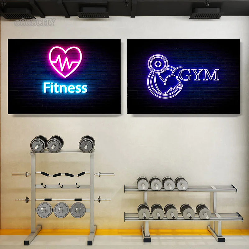 Neon Fitness Wall Posters