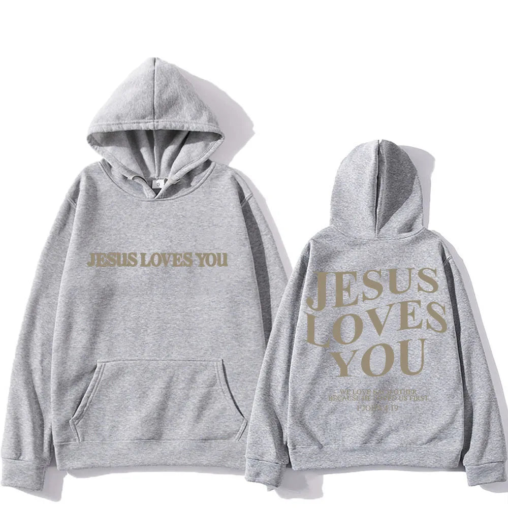 'Jesus Loves You' Print Pullover Hoodie (Christian Apparel)
