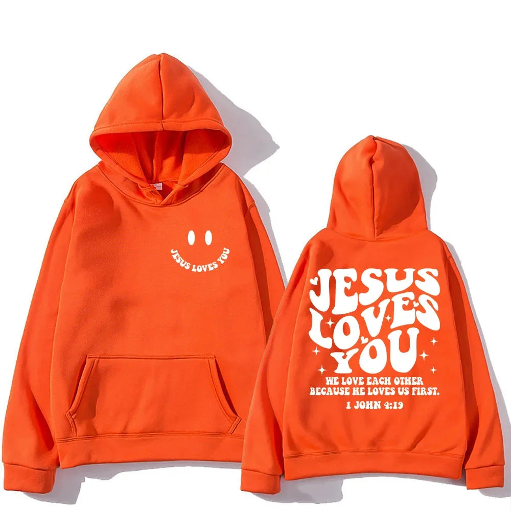'Jesus Loves You' Print Pullover Hoodie #2 (Christian Apparel)