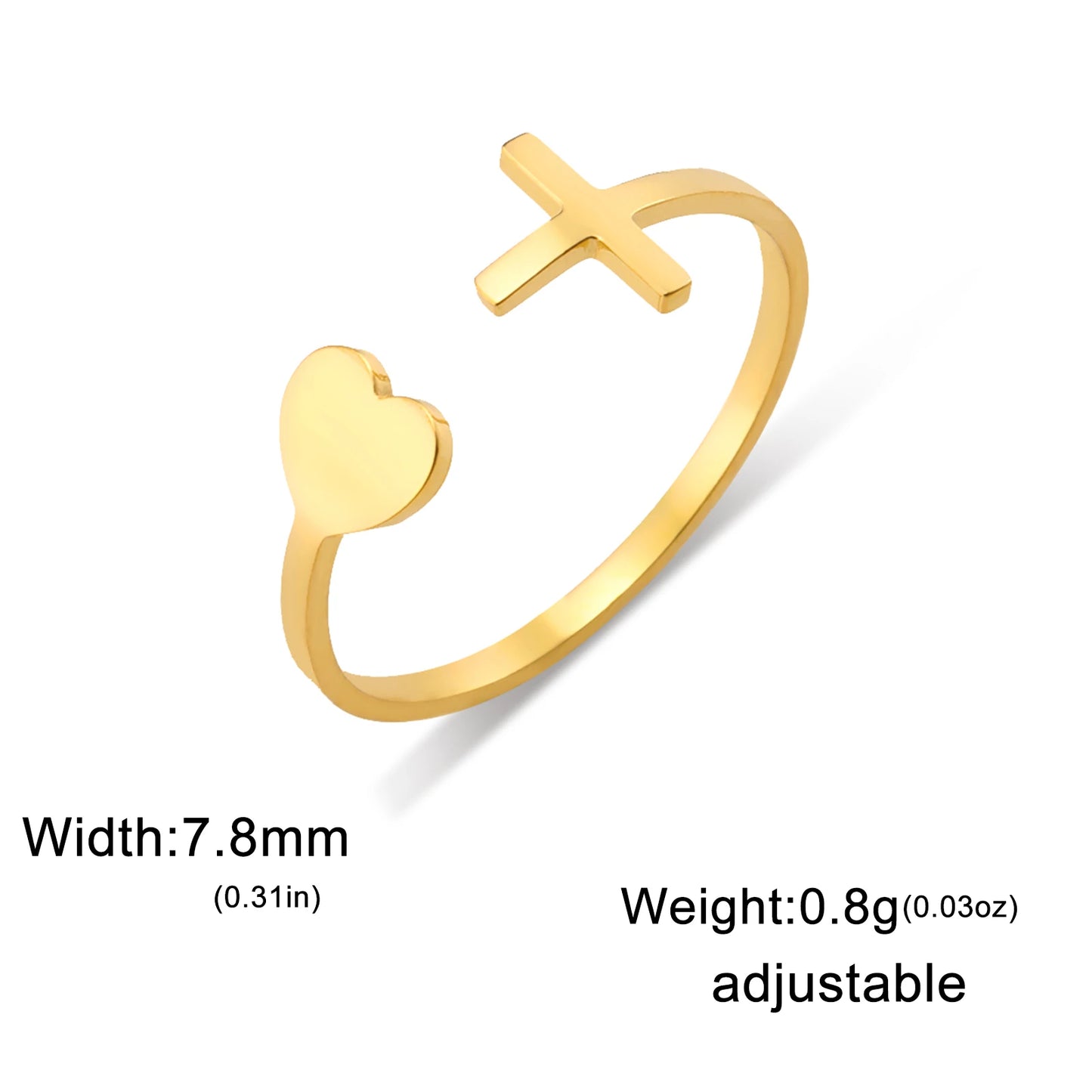 Open Heart-Cross Ring