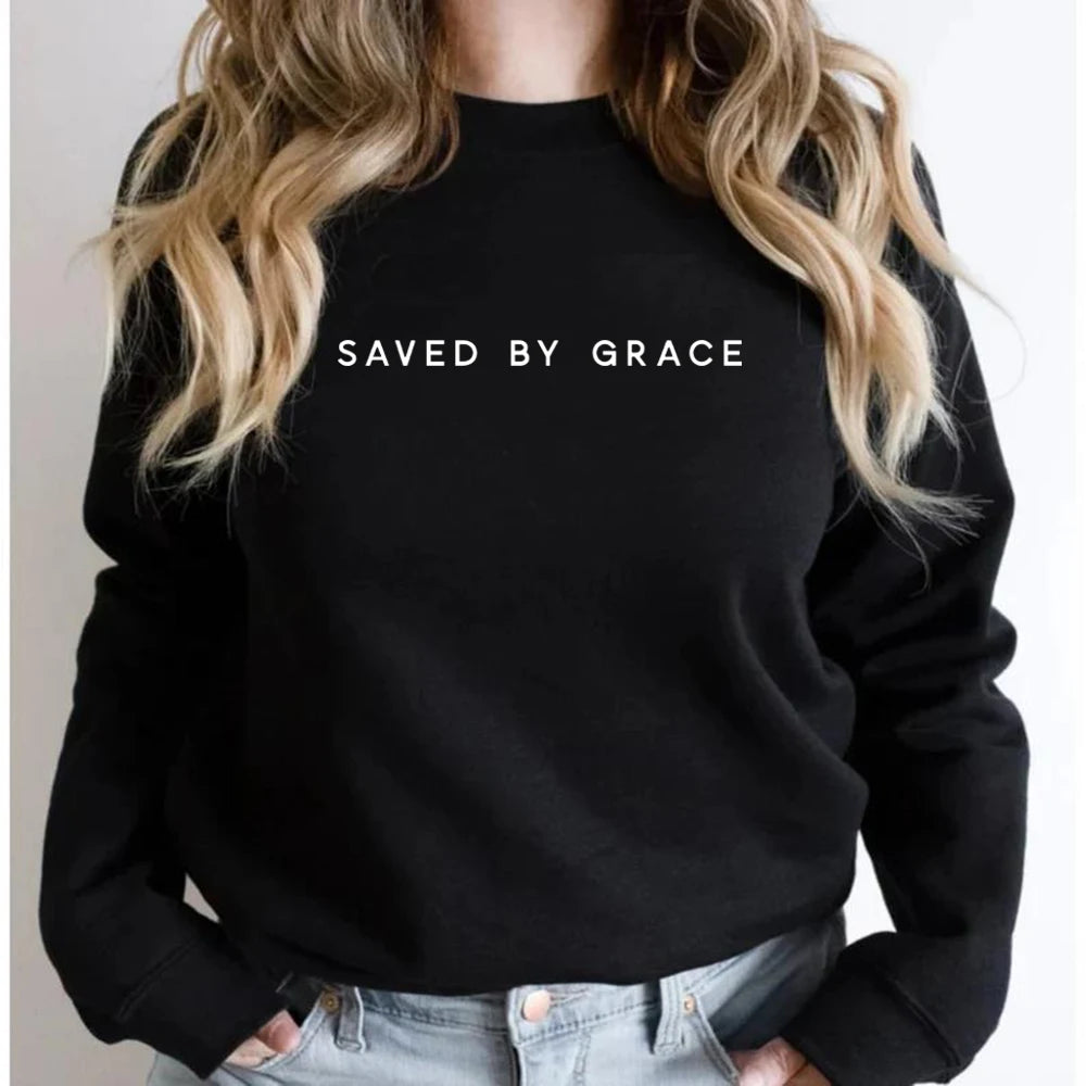 'Saved By Grace' Crewneck Sweatshirt (Christian Apparel)
