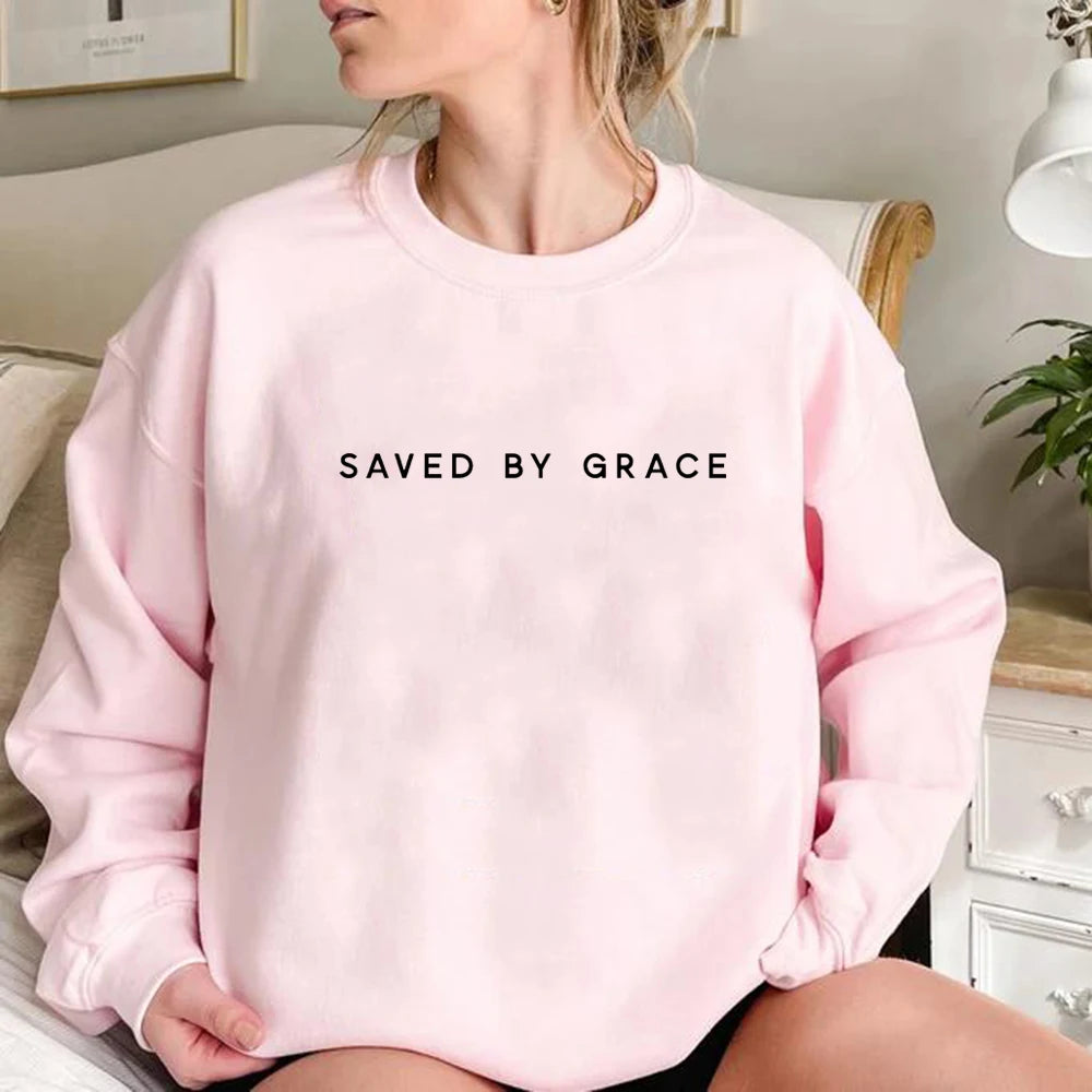 'Saved By Grace' Crewneck Sweatshirt (Christian Apparel)