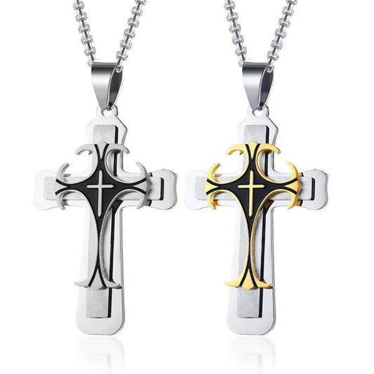 Multilayer Fashion Cross Pendant Necklace