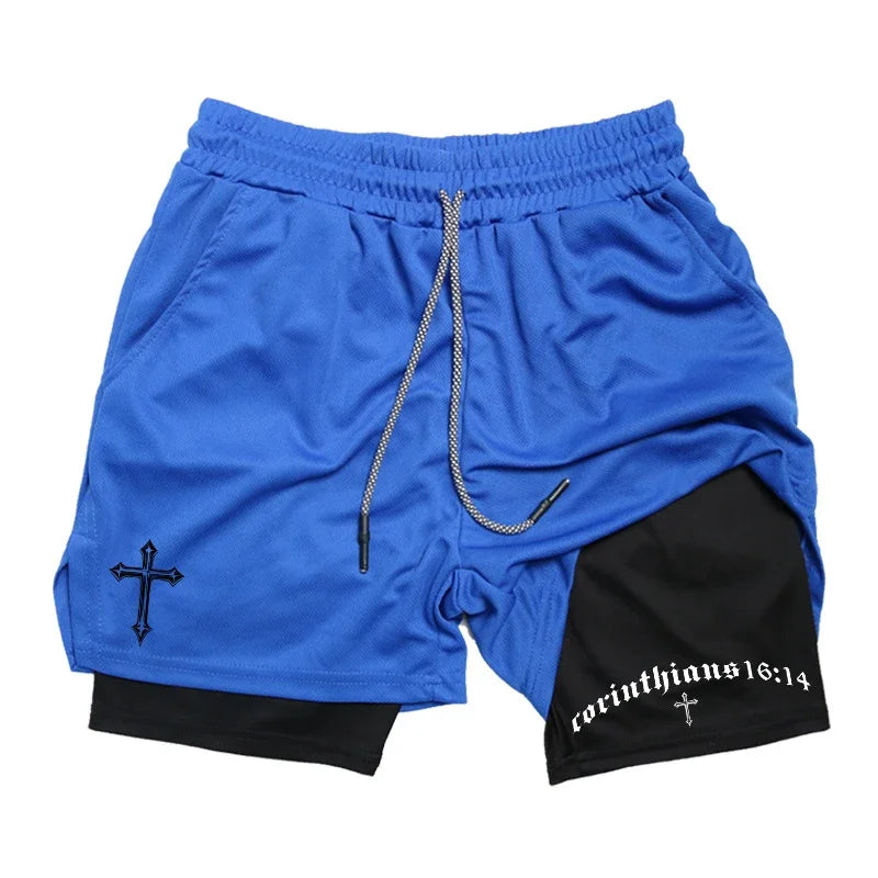 2-in-1 Men's Performance Shorts (Bible Printed - 'Philippians 4:13')