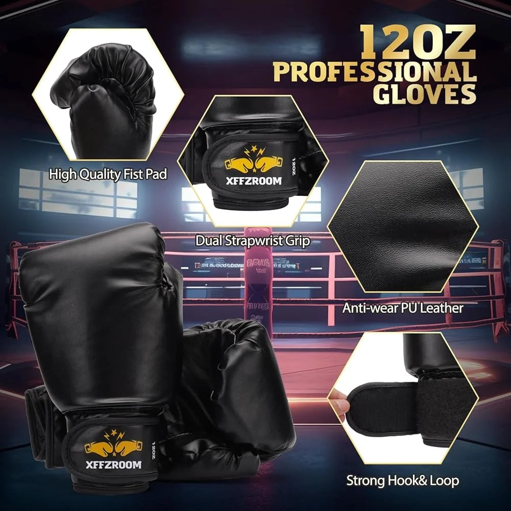 6-in-1 Heavy Boxing Bag Set w/12oz Gloves & More