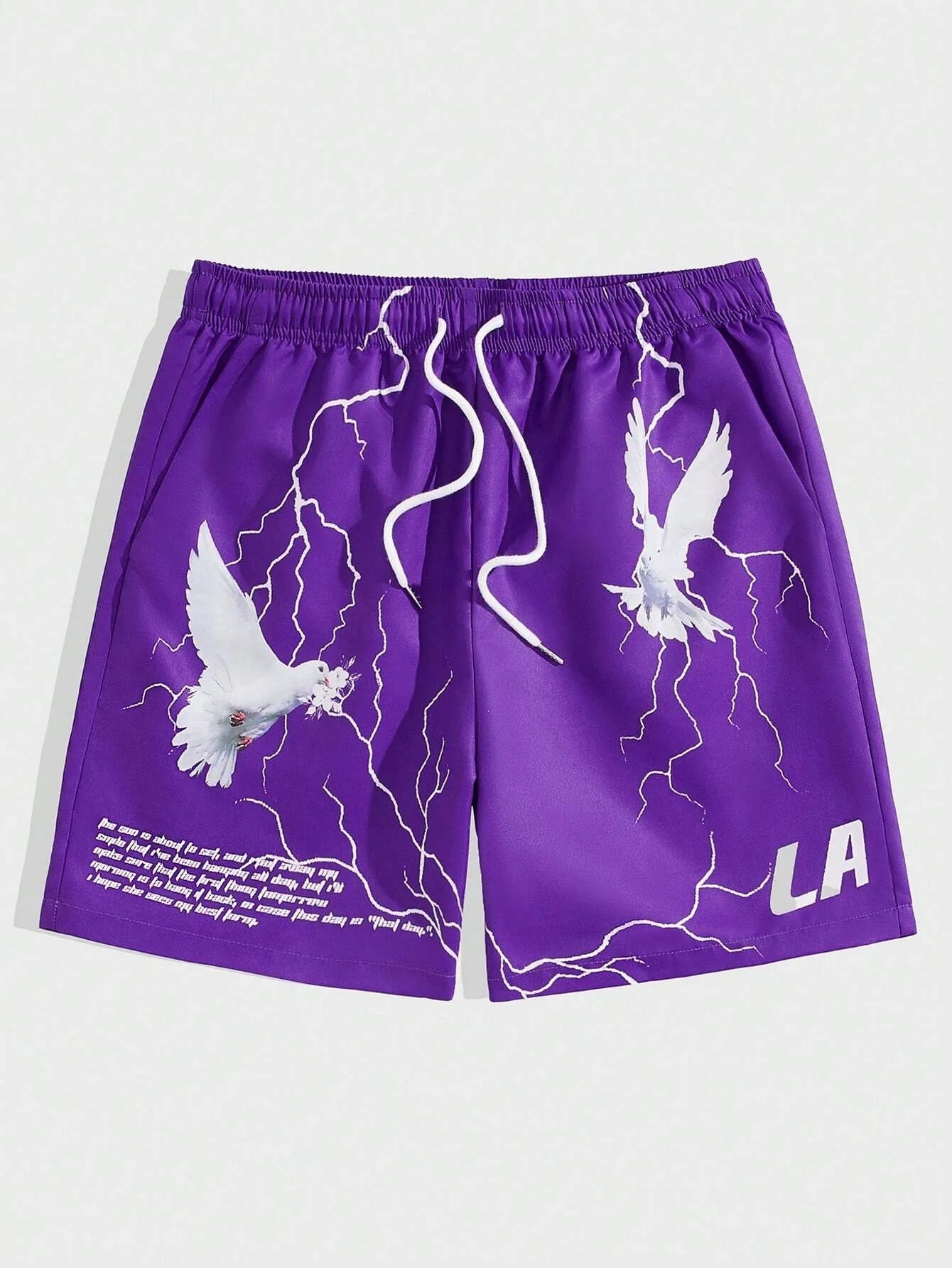 Pigeon & Slogan Graphic Fitness Shorts