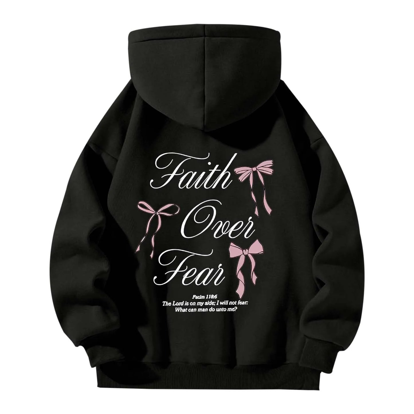 'Faith Over Fear' Pullover Hoodie w/Ribbon Print (Christian Apparel)