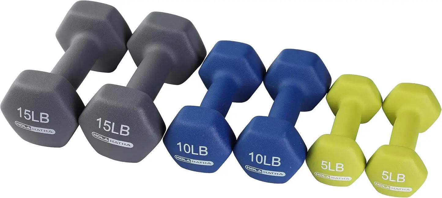 Pastel Neoprene Dumbbell Set w/Rack (5-15lbs)