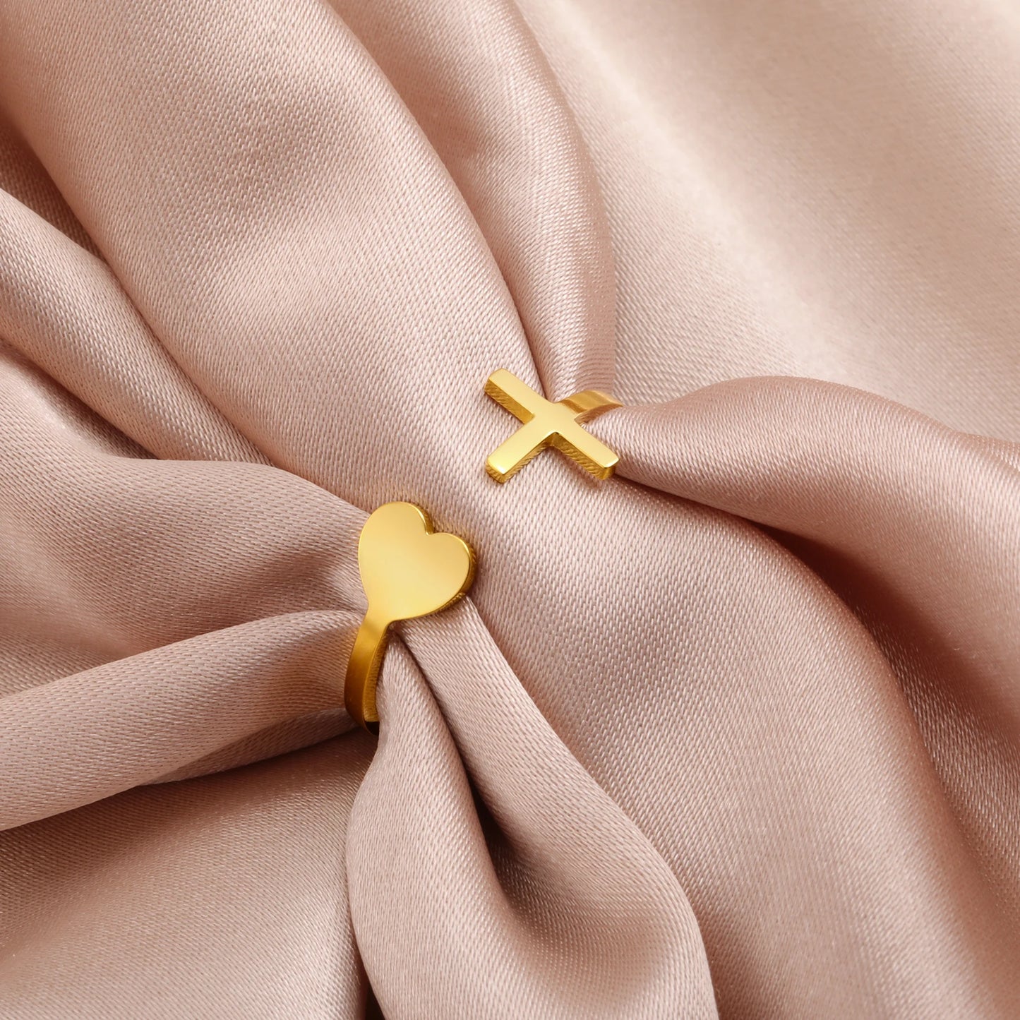 Open Heart-Cross Ring