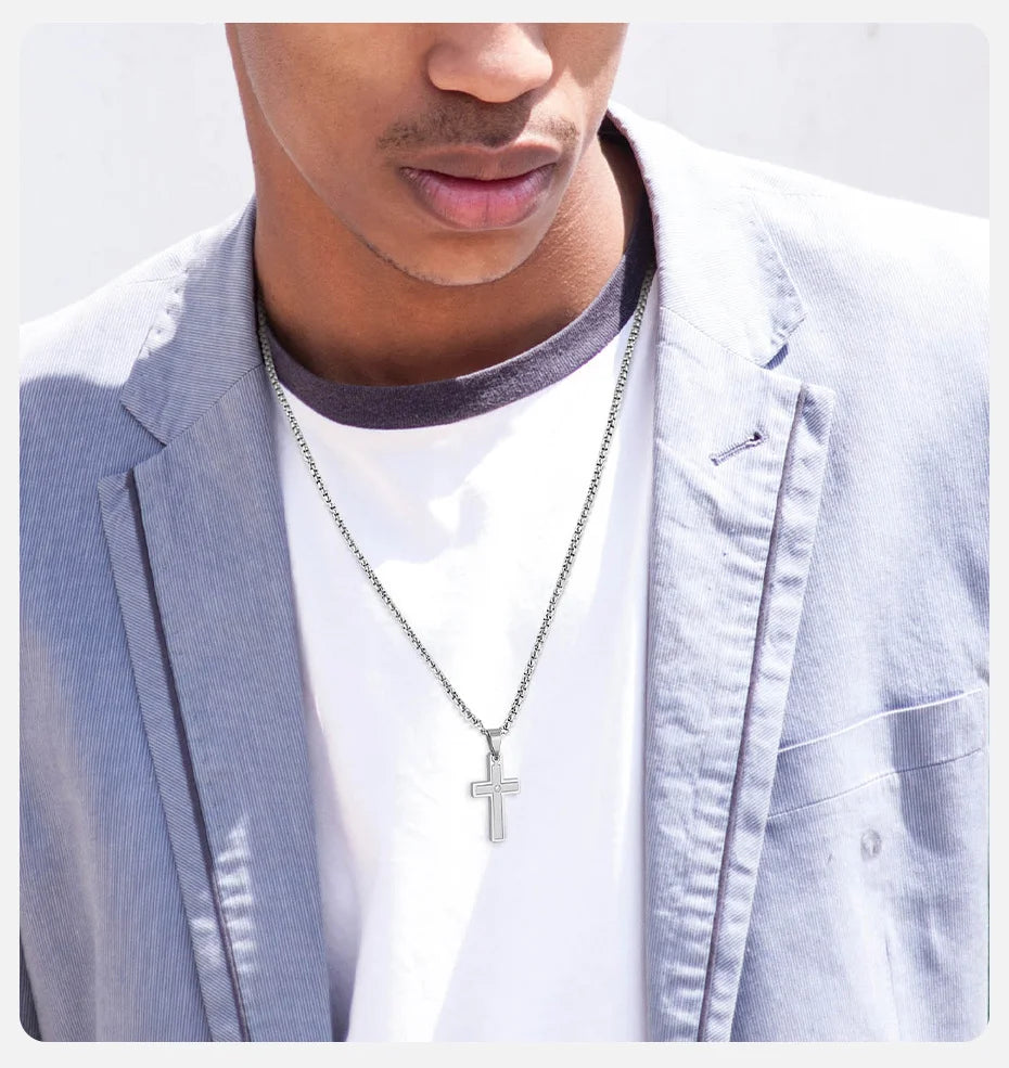 Unisex Stainless Steel Cross Necklaces